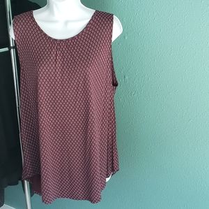 Loft XL red pattern sleeveless blouse